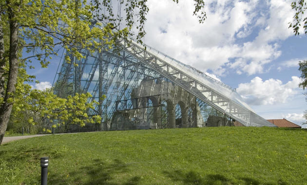 Bilde av Domkirkeodden i Hamar, arkitekt Lund Slaatto, foto: Anno