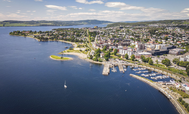 Hamar sett fra luften. Foto: Hamar kommune