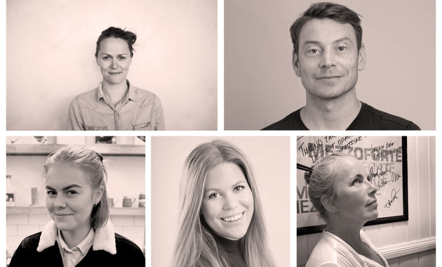 Fotocollage. Øverst f.v.: Lise Fadnes og Jostein Øygarden Gundersen. Under f.v.: Ulrikke Eliassen, Idunn Sanden og Charlotte Hyldahl